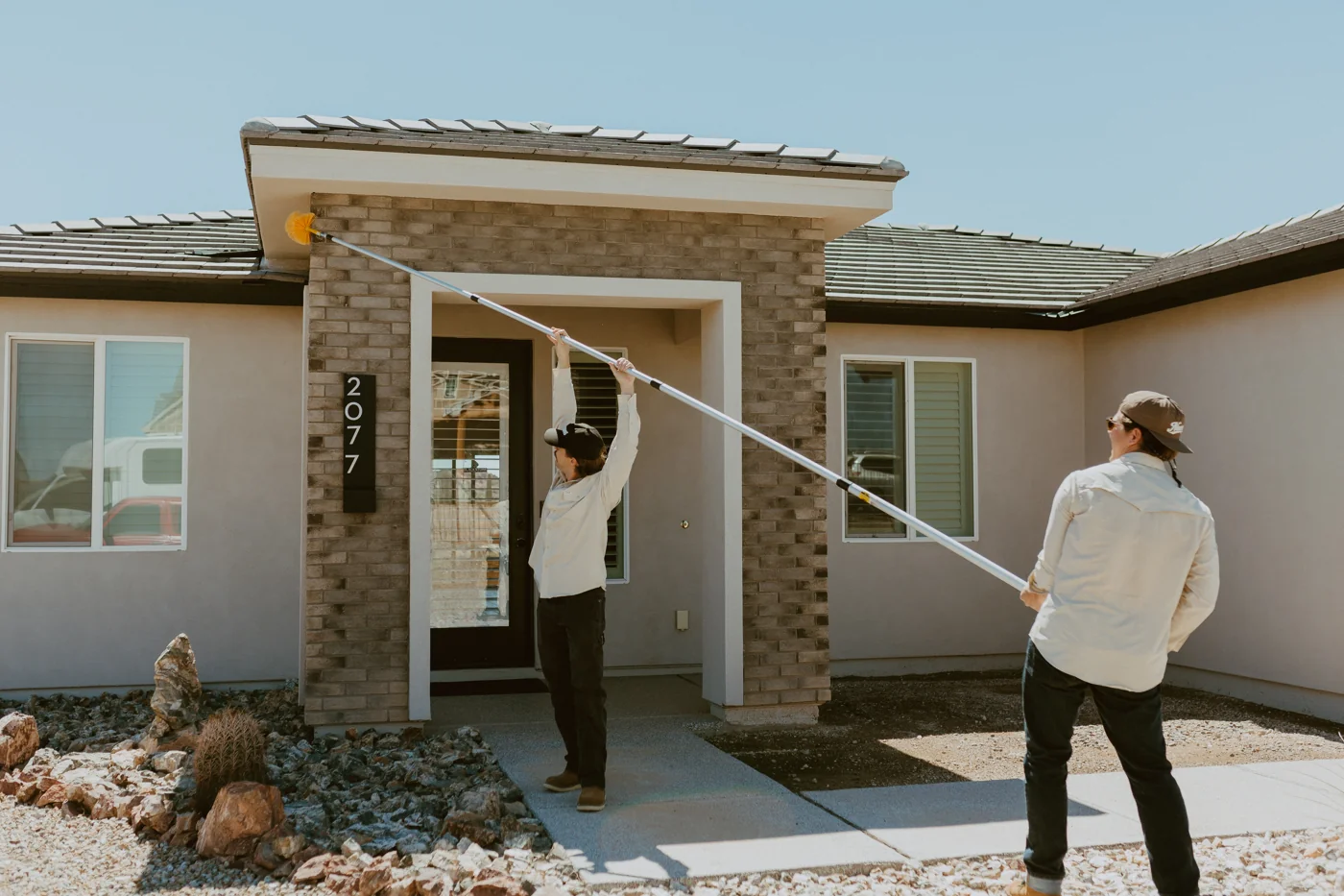Removing accessible webs around a home entry