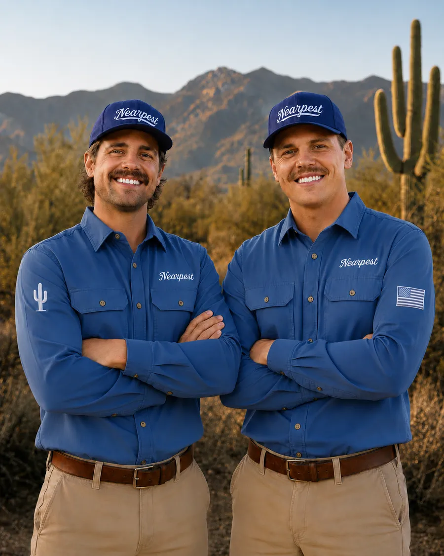 Ryland and Keegan together in NEARPEST uniforms in the Arizona desert